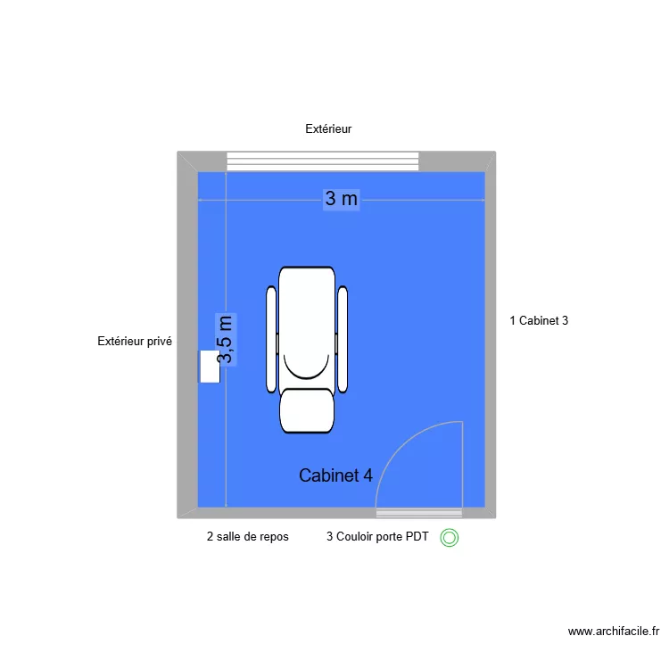 30897 Cabinet 4 Annexe. Plan de 1  et 10 m²