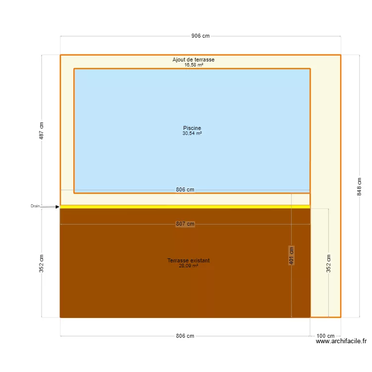 Am&eacute;nagement de piscine. Plan de 