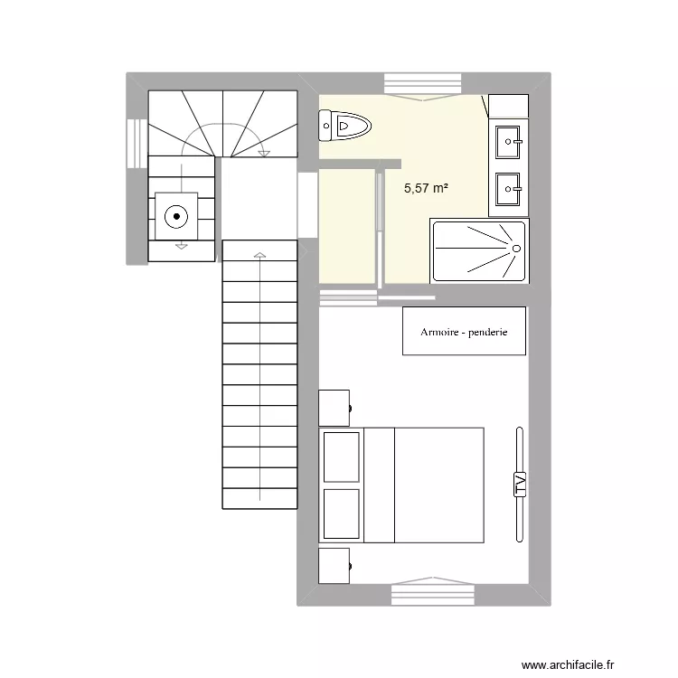 touville 1e etage amenagement 3. Plan de 1  et 6 m²