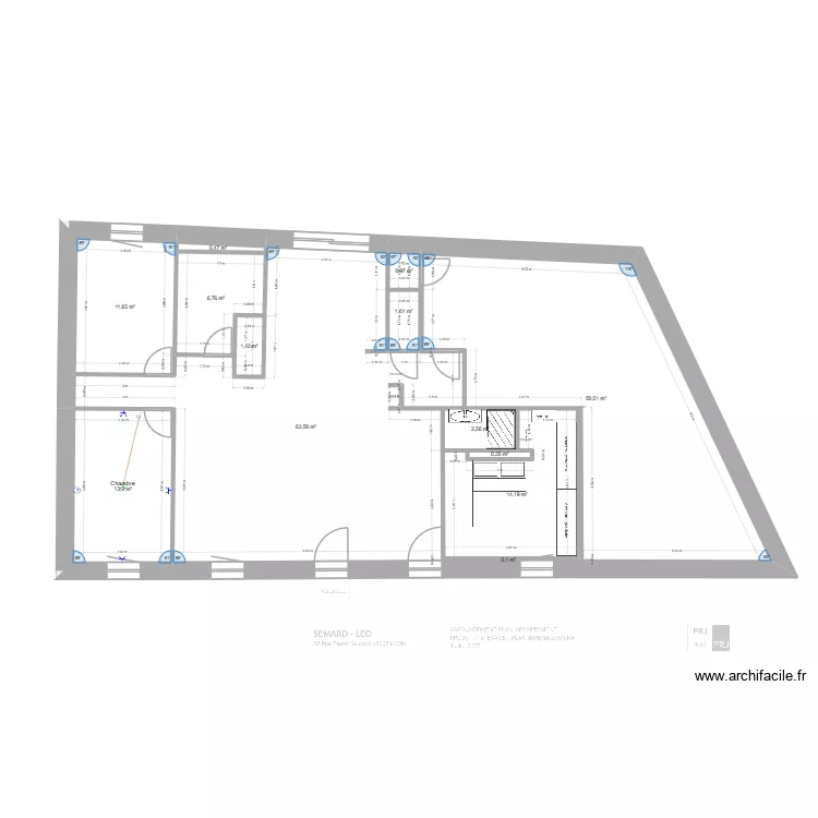APPARTEMENT LEO ELEC. Plan de 13  et 167 m²
