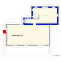 Extension + ext&eacute;rieur - sans escalier + Fen&egrave;tres - avec murs int&eacute;rieurs- V7