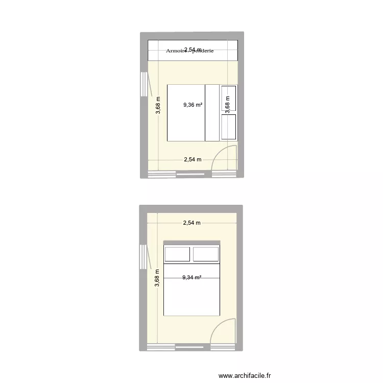 chambre parentale. Plan de 2 et 19 m² chambre parentale. Plan de 2 et 19 m²