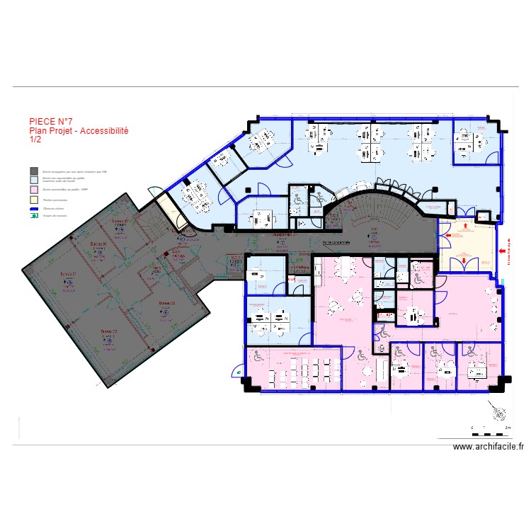 Narbonne ERP. Plan de 63 pièces et 647 m2