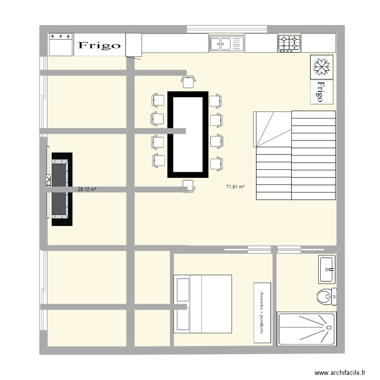 Chalet avec garage. Plan de 3 pièces et 174 m2