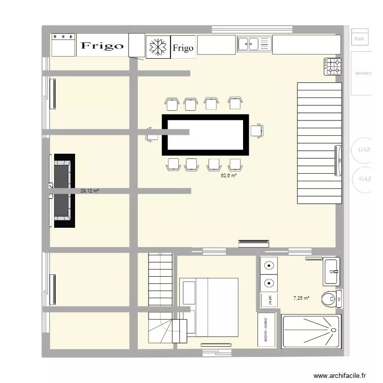 Chalet avec garage. Plan de 