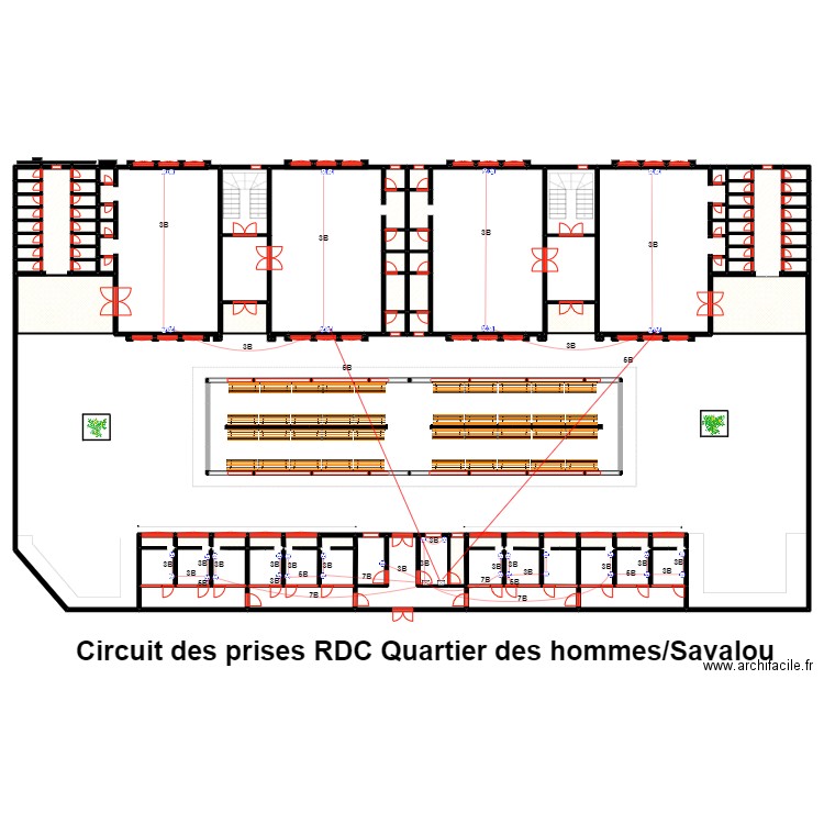 Circuit des prises RDC Quartier des hommes/SAVALOU. Plan de 0 pièce et 0 m2