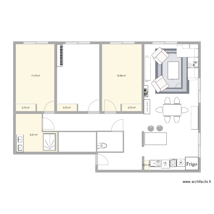 Super appart. Plan de 7 pièces et 32 m2