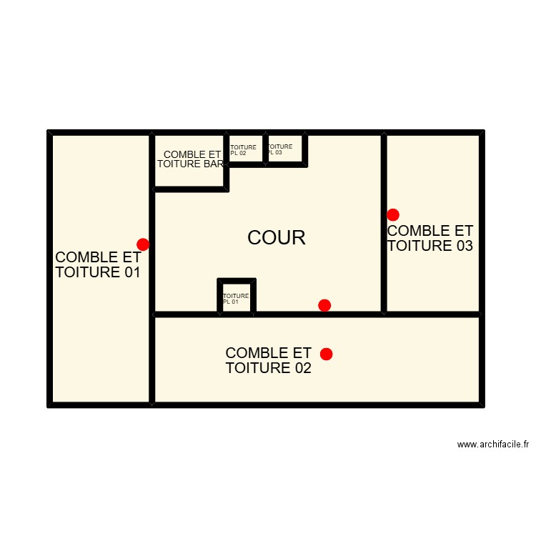 TOITURE. Plan de 8 pièces et 44 m2