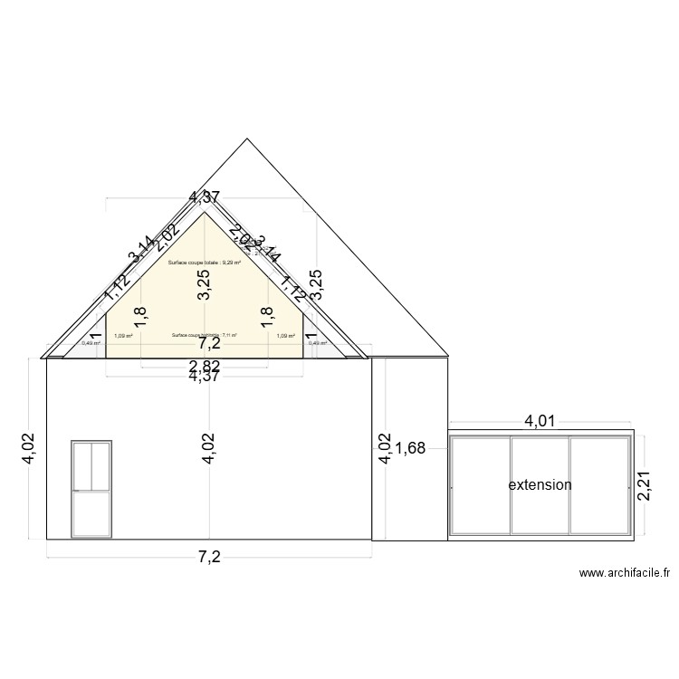 maison en coupê. Plan de 0 pièce et 0 m2