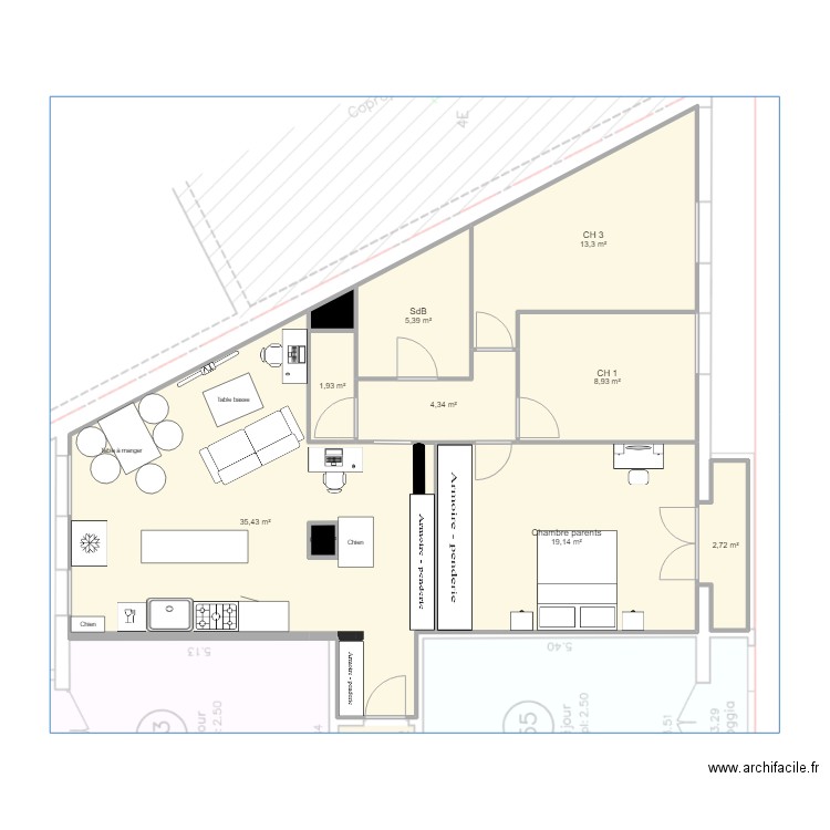 Cam & Tom - Plan Camille 1. Plan de 10 pièces et 93 m2