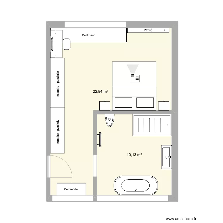 Chambre parentale . Plan de 