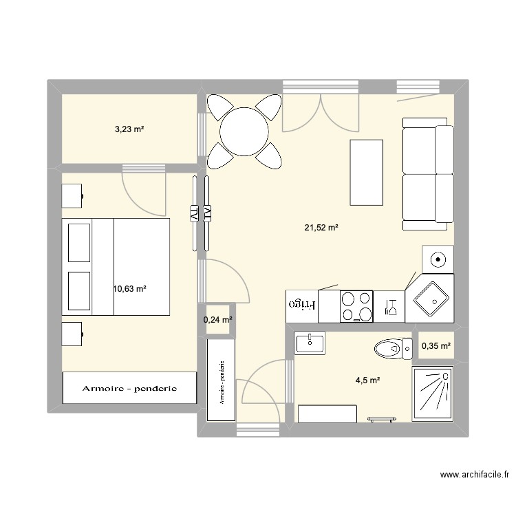 plan Elias. Plan de 6 pièces et 40 m2