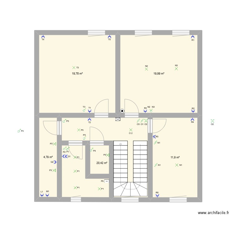 sterrebeek etage 1. Plan de 5 pièces et 77 m2