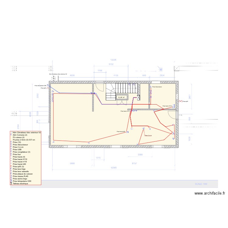 PC PIGOU RDC. Plan de 2 pièces et 79 m2