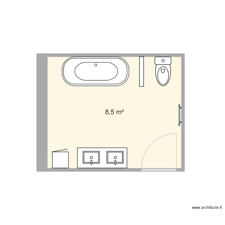 Cabbé Lot 1 - SDB R+1. Plan de 1 pièce et 9 m2