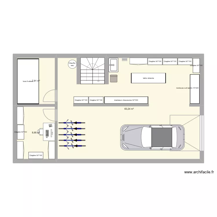 maison sous sol. Plan de 3  et 80 m²