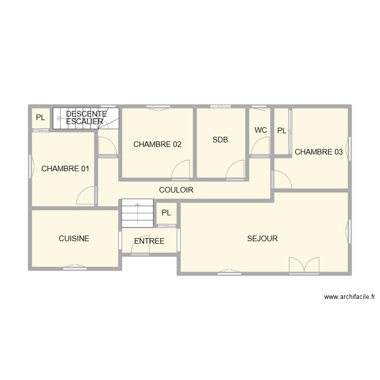 PLAN ETAGE DE LA GARRENNE. Plan de 14 pièces et 52 m2