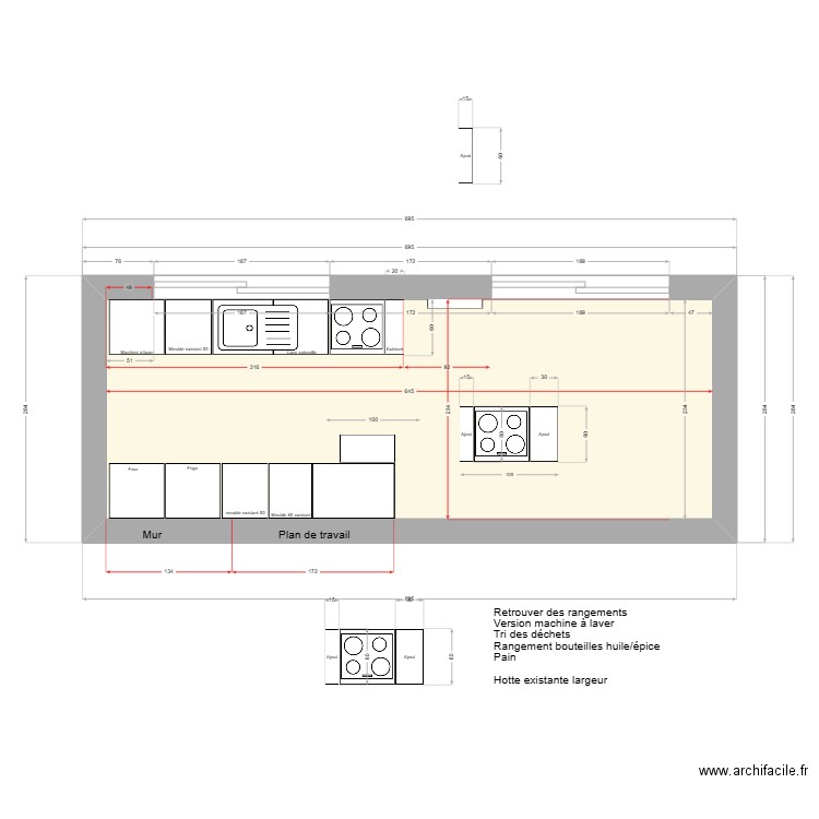 CuisineV3. Plan de 1 pièce et 15 m2