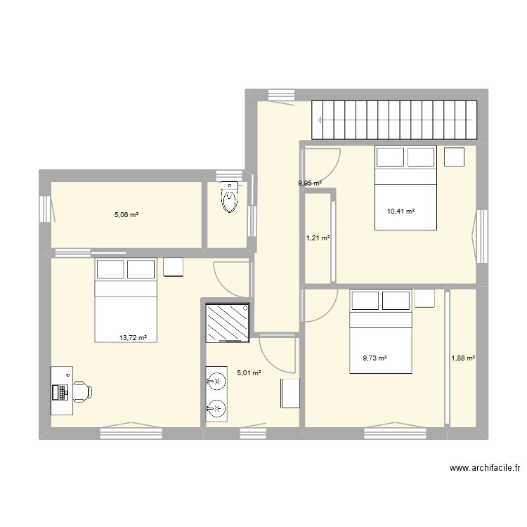 ML surelevation5. Plan de 8 pièces et 57 m2