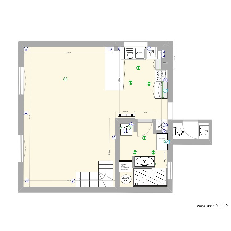1 sept salle de bains 2è. Plan de 3 pièces et 47 m2