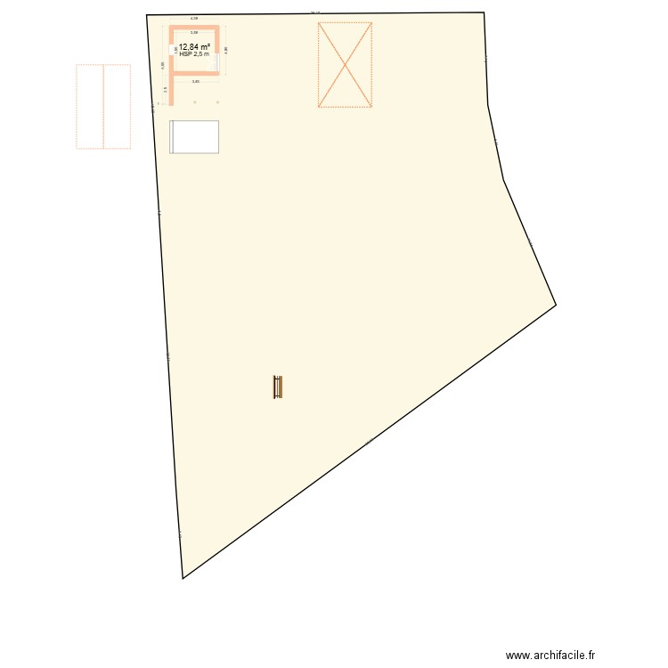 Abri de jardin. Plan de 1 pièce et 13 m2