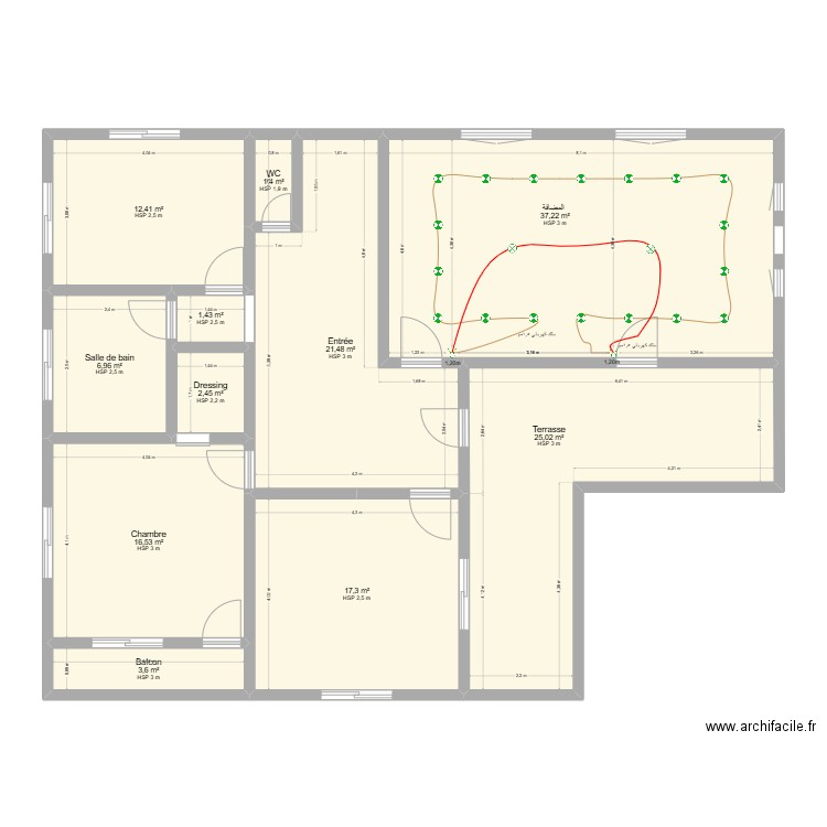 maison harra salon eclairage. Plan de 11 pièces et 146 m2
