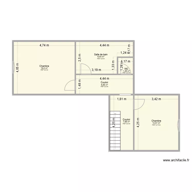 LE BOURHIS (ETA 1). Plan de 6  et 59 m²
