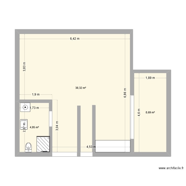 Hendaye. Plan de 3 pièces et 52 m2