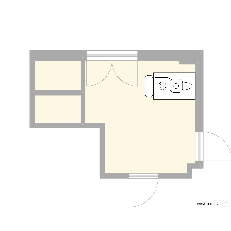 communs rdc existant. Plan de 3 pièces et 14 m2