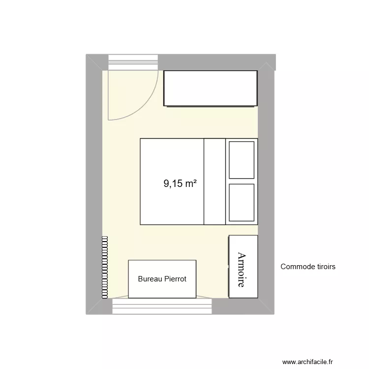 Chambre Amis. Plan de 1 et 9 m² Chambre Amis. Plan de 1 et 9 m²