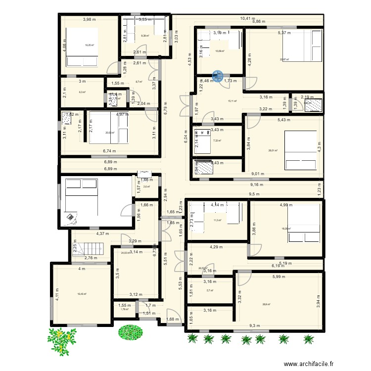 thierno. Plan de 22 pièces et 338 m2
