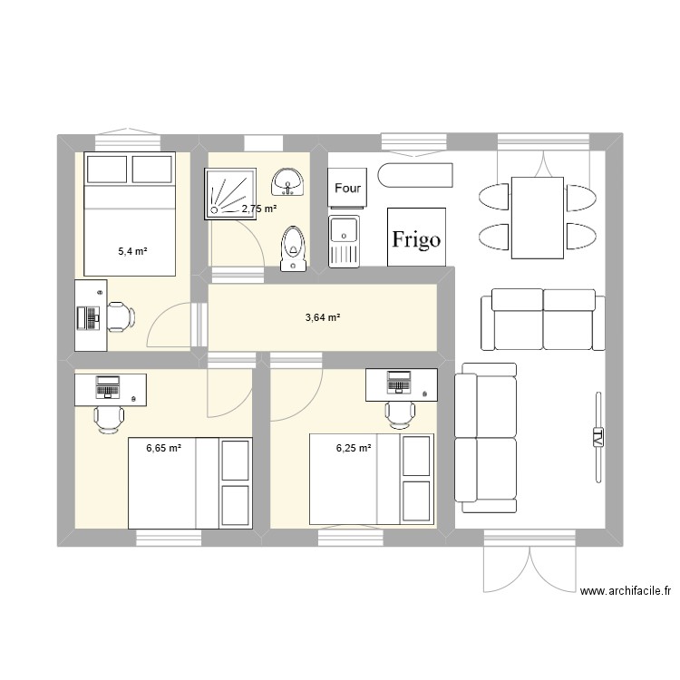 plan maison kisantu. Plan de 5 pièces et 25 m2