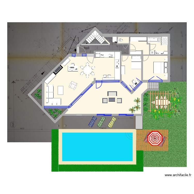Plan haut cot&eacute; meubl&eacute;. Plan de 0 pièce et 0 m2