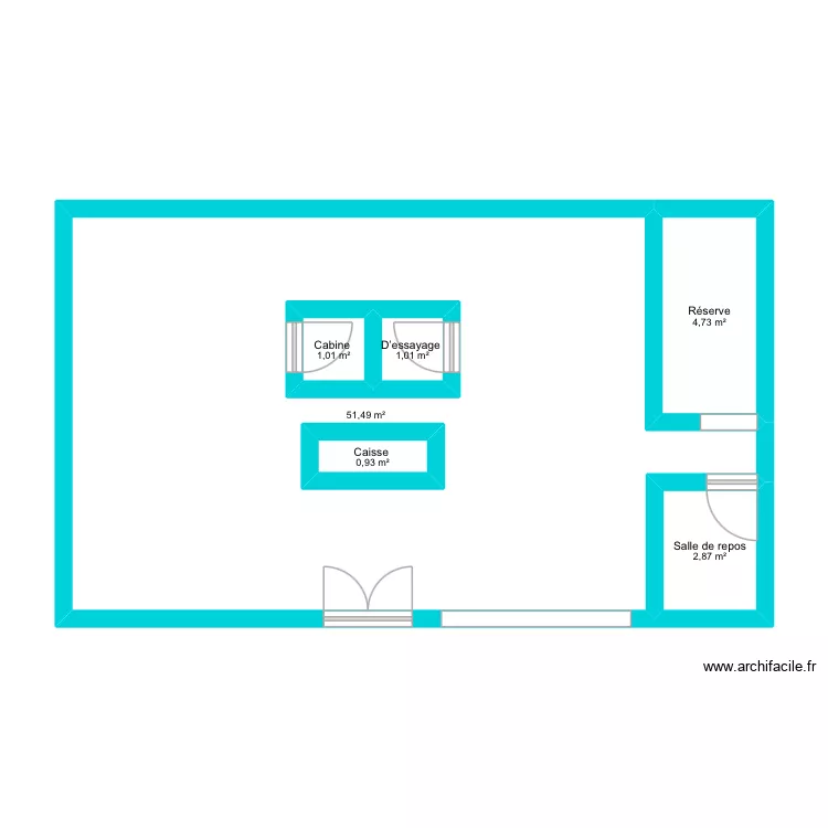 Magasin O&P. Plan de 6 pièces et 69 m² Magasin O&P. Plan de 6 pièces et 69 m²
