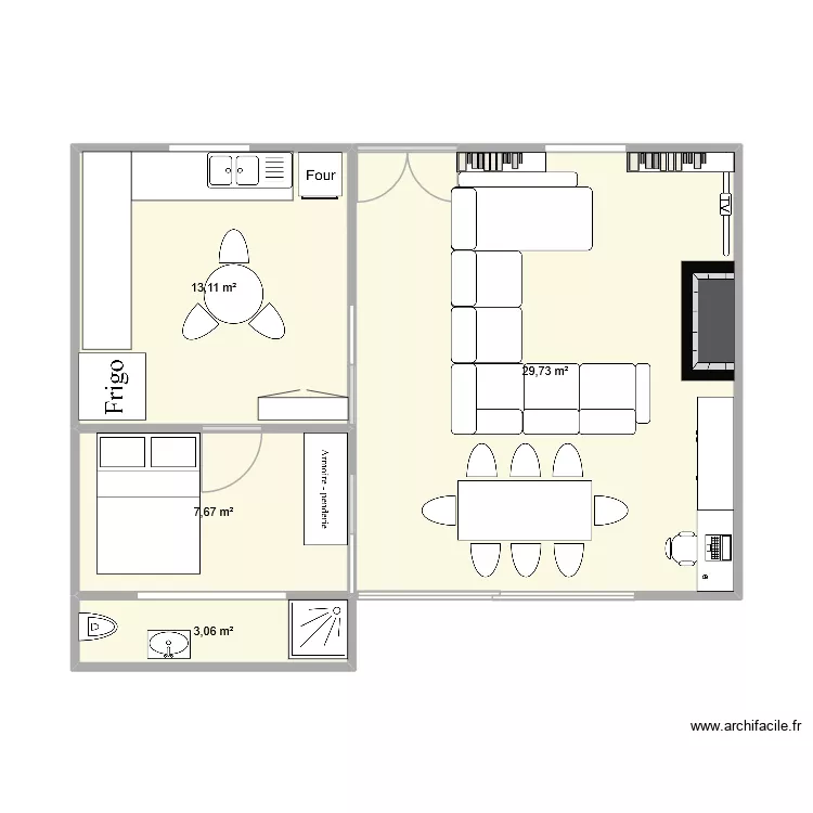 Bas. Plan de 4  et 54 m²