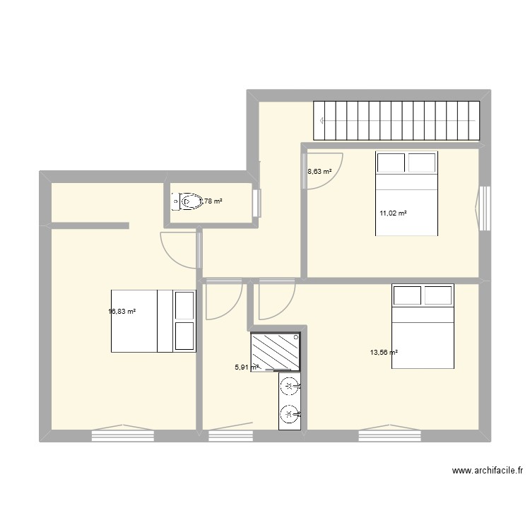 ML surelevation. Plan de 6 pièces et 58 m2