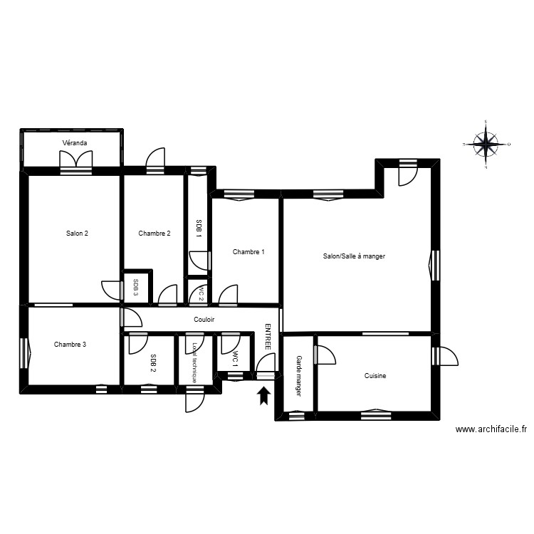 DESSAIGNE. Plan de 13 pièces et 136 m2