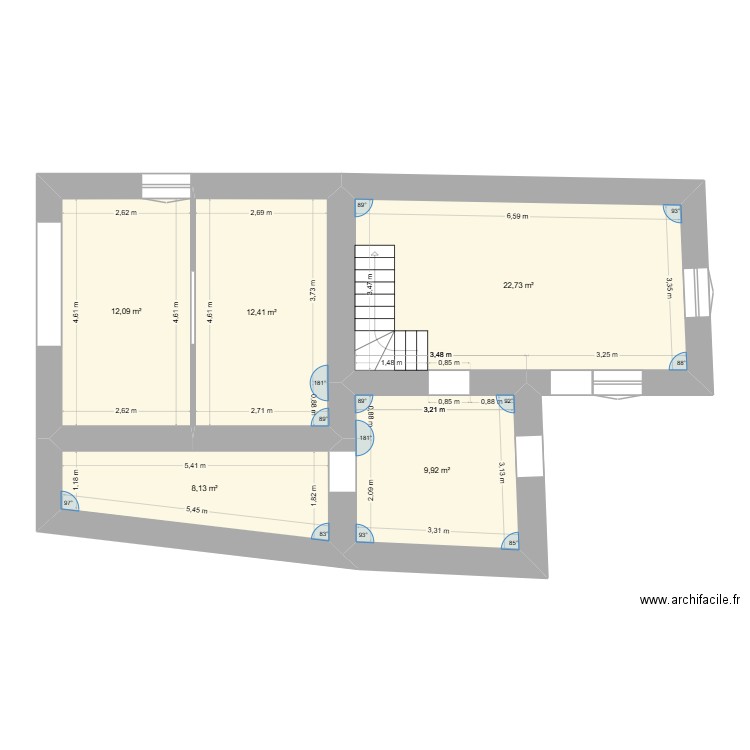 maman rdc. Plan de 5 pièces et 65 m2