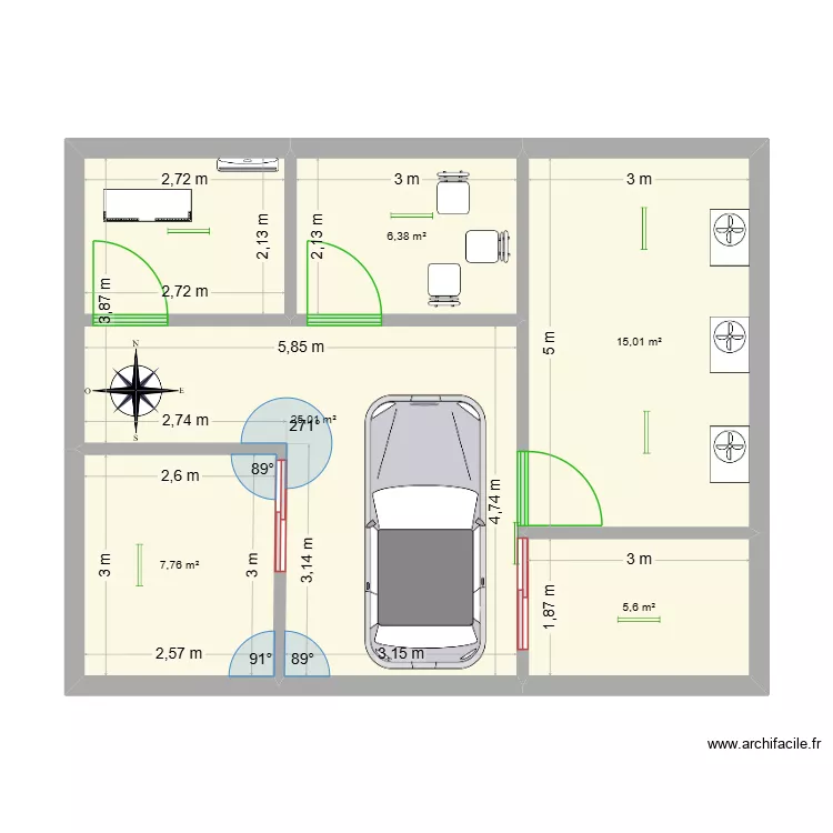 Chambre. Plan de 5 et 60 m² Chambre. Plan de 5 et 60 m²