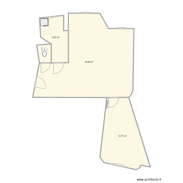 Appart. Plan de 3 pièces et 55 m2