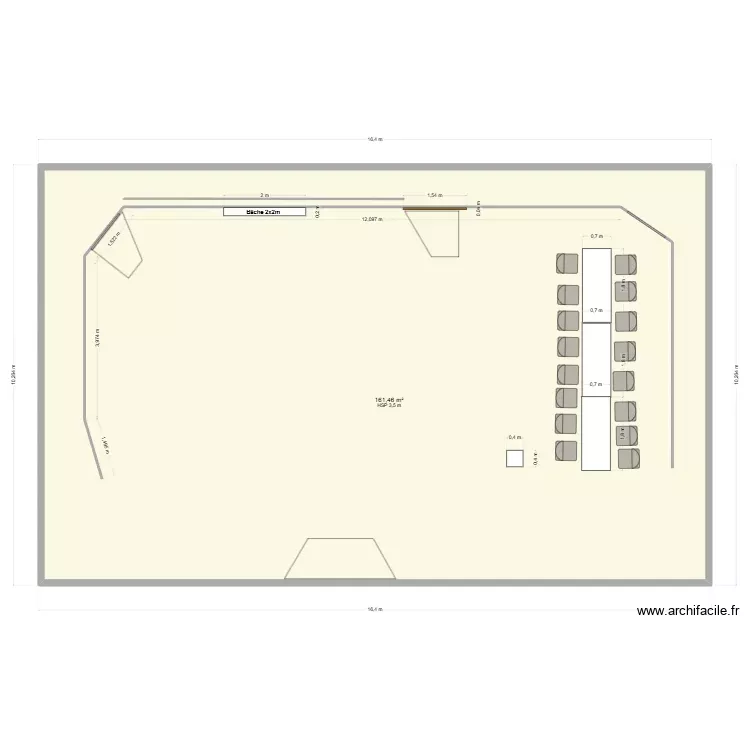 Plateau MVS 60 ans. Plan de 1 Pièce et 161 m²
