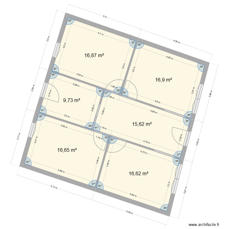 Agence Costaros. Plan de 6 pièces et 92 m2