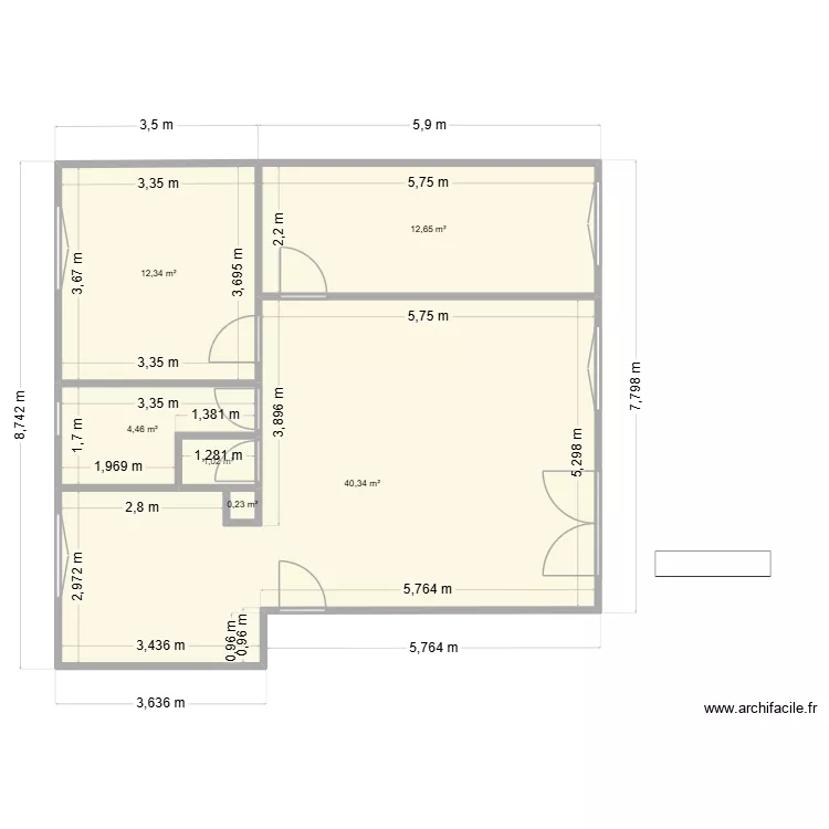 am&eacute;nagement 19/04. Plan de 6  et 71 m²