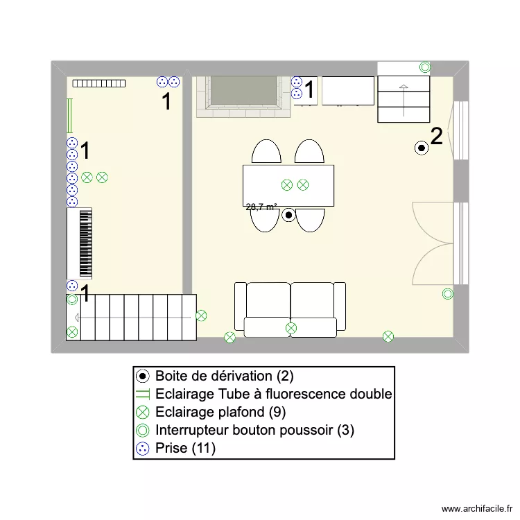 SALON. Plan de 