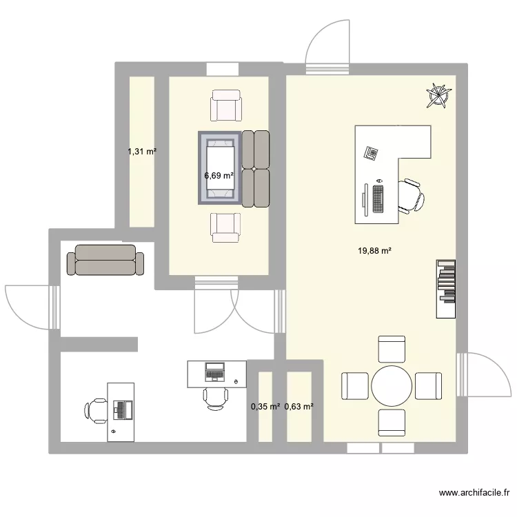 BUREAU DIRECTEUR. Plan de 5 Pièces et 29 m²