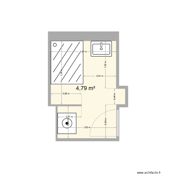 Gapihan. Plan de 1 pièce et 5 m2