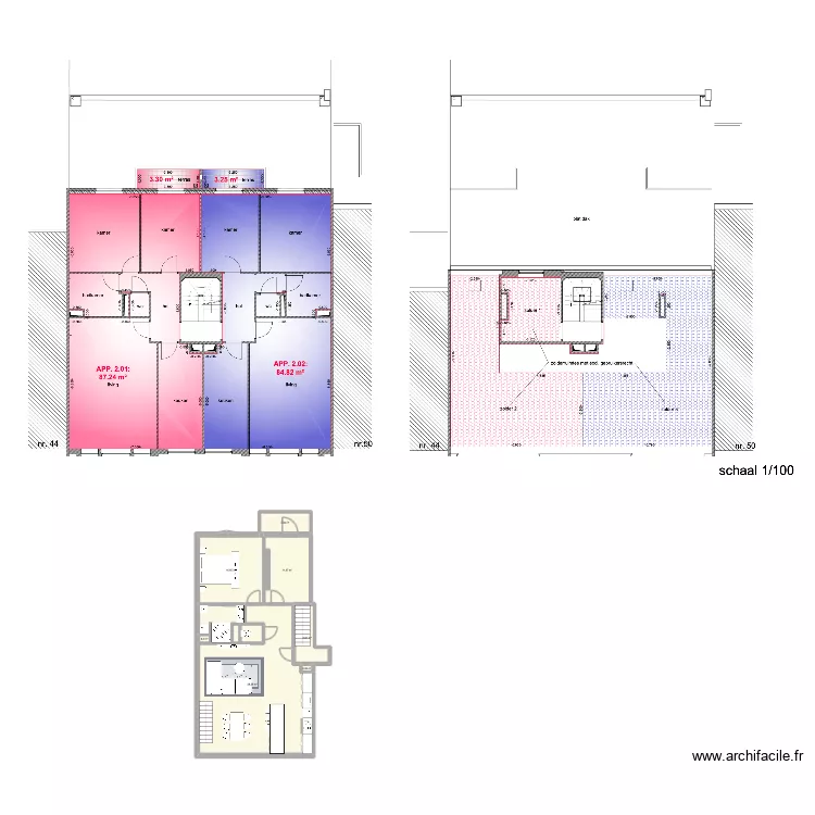 WEMMEL Pierre. Plan de 17  et 214 m²