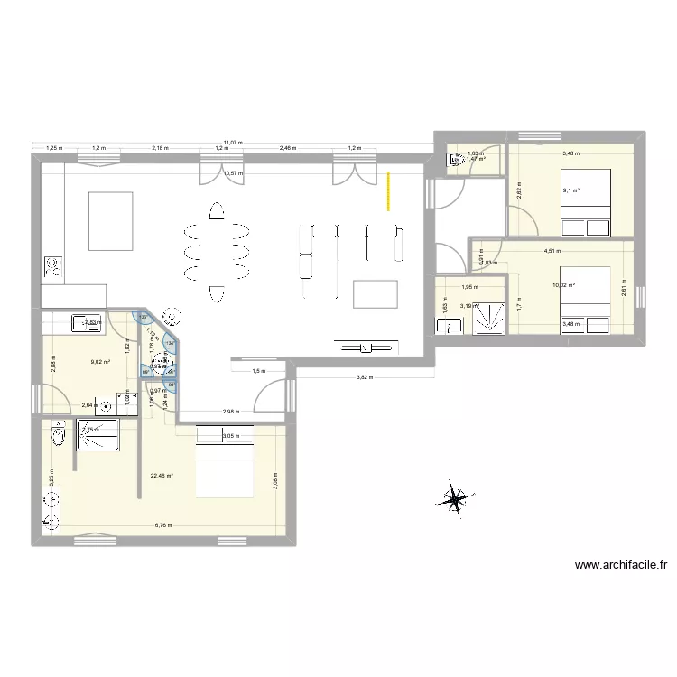 Thib & Pasc V3. Plan de 6  et 55 m²
