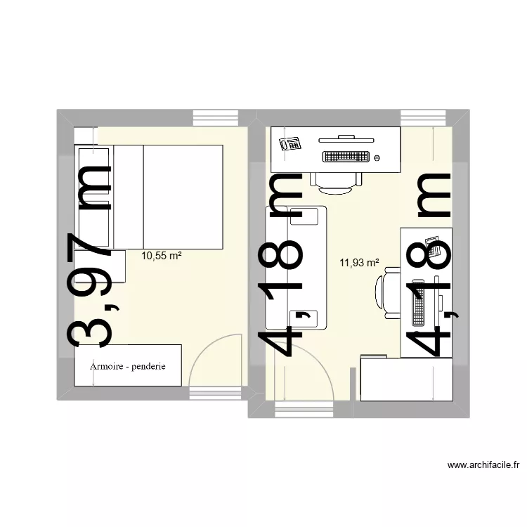 Appart bv Detolle. Plan de 2 et 22 m² Appart bv Detolle. Plan de 2 et 22 m²