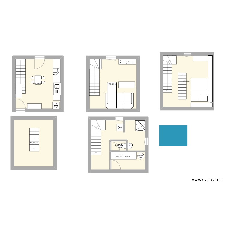 DIANETTE. Plan de 6 pièces et 76 m2